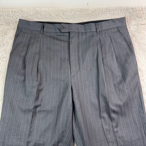 Giorgio Armani Black Label Grey Pinstripe Dress Pants Mens Size 38 Wool - Picture 3 of 12